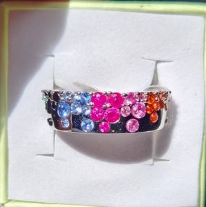 “Simply Stunning” Array of MultiColor Cubic Zirconia on Rhodium